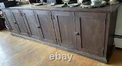 Long Antique General Store Counter Cabinet Display Wood Bar with 3 Doors