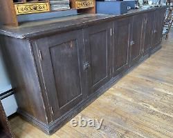 Long Antique General Store Counter Cabinet Display Wood Bar with 3 Doors