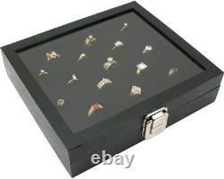 Lot of 6 Glass Top Display Case 36 Slot Ring Storage Jewelry Box Holder
