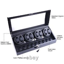 Luxury Automatic Rotation 8+9 Watch Winder Leather Display Storage Case Box Gift