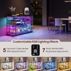 Lvifur RGB Glass Display Cabinet with Lock and Glass Shelves for Toys, Black