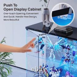 Lvifur RGB Glass Display Cabinet with Lock and Glass Shelves for Toys, Black