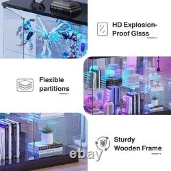 Lvifur RGB Glass Display Cabinet with Lock and Glass Shelves for Toys, Black