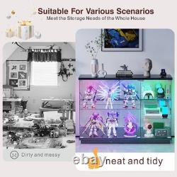 Lvifur RGB Glass Display Cabinet with Lock and Glass Shelves for Toys, Black