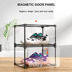 Magnetic Side Open Transparent Plastic Storage Shoe Box Clear Shoe Display Case