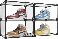 Magnetic Side Open Transparent Plastic Storage Shoe Box Clear Shoe Display Case