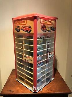 Matchbox Lesney Store Dealer Rotating Display Case, 1970s With 64 Different Cars