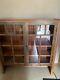 Media Book Storage Wood Shelf Unit Display Case With Glass Doors
