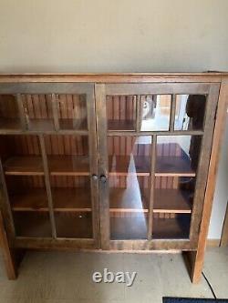 Media Book Storage Wood Shelf Unit Display Case with Glass Doors