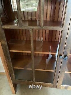 Media Book Storage Wood Shelf Unit Display Case with Glass Doors