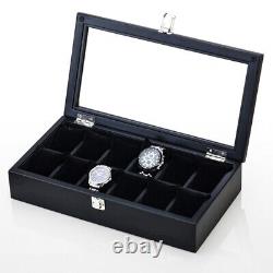 Men Watch Box Organizer Top Wooden Display Fashion Storage Holder Case 312Slots