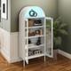 Metal Arched Glass Display Storage Cabinet Lights Collectibles Organizers Rack
