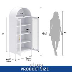 Metal Arched Glass Display Storage Cabinet Lights Collectibles Organizers Rack