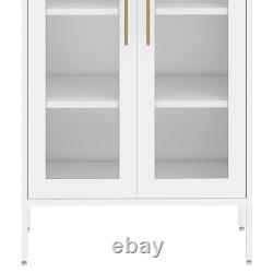 Metal Arched Glass Display Storage Cabinet Lights Collectibles Organizers Rack