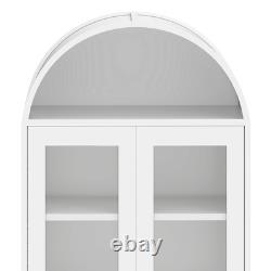 Metal Arched Glass Display Storage Cabinet Lights Collectibles Organizers Rack