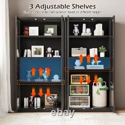 Metal Display Cabinet Curio Storage Bookcase withAcrylic Door 3 Adjustable Shelves