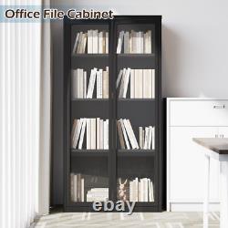 Metal Display Cabinet Curio Storage Bookcase withAcrylic Door 3 Adjustable Shelves
