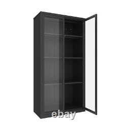 Metal Display Cabinet Curio Storage Bookcase withAcrylic Door 3 Adjustable Shelves