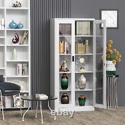 Metal Storage Cabinet, 71 Curio Glass Display Cabinet with 4 Adjustable Shelves