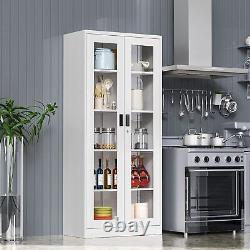 Metal Storage Cabinet, 71 Curio Glass Display Cabinet with 4 Adjustable Shelves