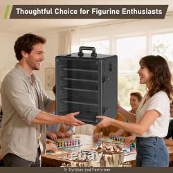 Miniatures Storage Case for Collectibles, Figurine Display Case with 2 Locks & 5