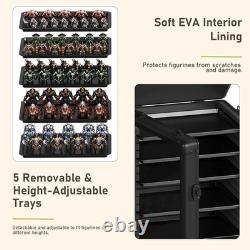 Miniatures Storage Case for Collectibles, Figurine Display Case with 2 Locks & 5