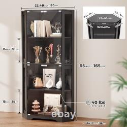 Minifigures Corner Display Case 4Tier LED Figure Diecast Car Card Curio Cabinet