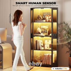 Minifigures Corner Display Case 4Tier LED Figure Diecast Car Card Curio Cabinet