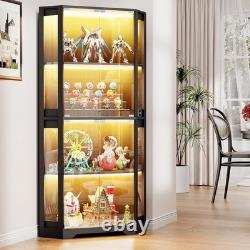Minifigures Corner Display Case 4Tier LED Figure Diecast Car Card Curio Cabinet