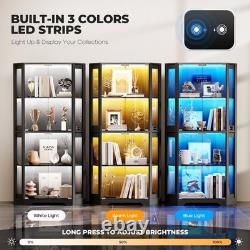 Minifigures Corner Display Case 4 Tier LED Figure Diecast Car Card Curio Cabinet