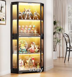 Minifigures Corner Display Case 4 Tier LED Figure Diecast Car Card Curio Cabinet