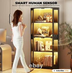 Minifigures Corner Display Case 4 Tier LED Figure Diecast Car Card Curio Cabinet