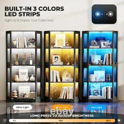 Minifigures Corner Display Case 4 Tier LED Figure Diecast Car Card Curio Cabinet