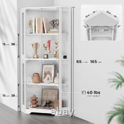 Minifigures Corner Display Case 4 Tier LED Figure Diecast Card Car Curio Cabinet