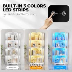 Minifigures Corner Display Case 4 Tier LED Figure Diecast Card Car Curio Cabinet