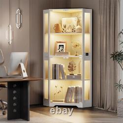 Minifigures Corner Display Case 4 Tier LED Figure Diecast Card Car Curio Cabinet