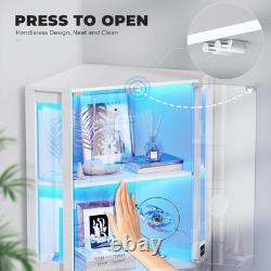 Minifigures Corner Display Case 4 Tier LED Figure Diecast Card Car Curio Cabinet