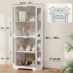 Minifigures Corner Display Case 4 Tier LED Figure Diecast Card Car Curio Cabinet