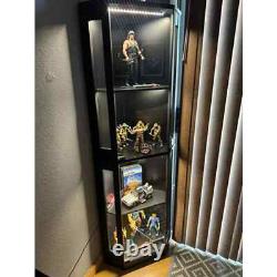 Minifigures Corner Display Case 4 Tier LED Light Figure Diecast Car Toy Cabinet