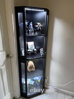 Minifigures Corner Display Case 4 Tier LED Light Figure Diecast Car Toy Cabinet