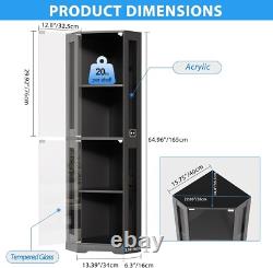 Minifigures Corner Display Case 4 Tier LED Light Figure Diecast Car Toy Cabinet