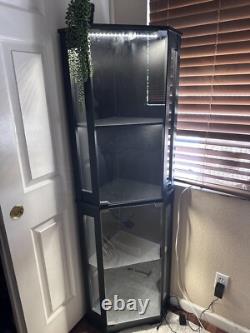 Minifigures Corner Display Case 4 Tier LED Light Figure Diecast Car Toy Cabinet