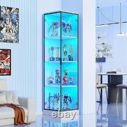 Minifigures Corner Display Case 4 Tier White LED Figure Diecast Toy Car Cabinet