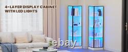 Minifigures Corner Display Case 4 Tier White LED Figure Diecast Toy Car Cabinet