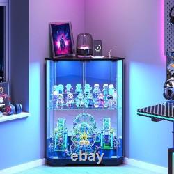 Minifigures Corner Display Case LED Light & Charging Station Figure Car Cabinet