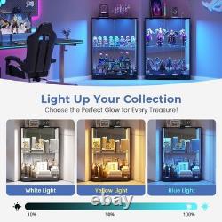 Minifigures Corner Display Case LED Light & Charging Station Figure Car Cabinet