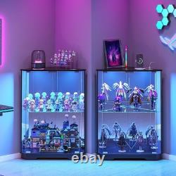 Minifigures Corner Display Case LED Light & Charging Station Figure Car Cabinet