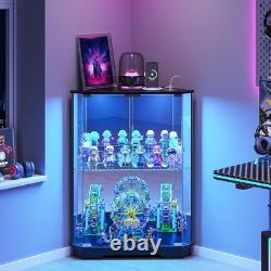 Minifigures Corner Display Case LED Light & Charging Station Figure Car Cabinet