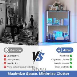 Minifigures Corner Display Case LED Light & Charging Station Figure Car Cabinet