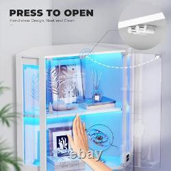 Minifigures Corner Display Case White 4 Tier LED Figure Diecast Toy Car Cabinet